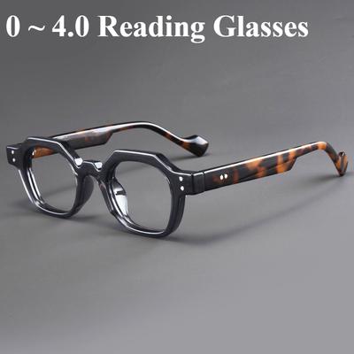 0 ~ 400 Polygonale Lesebrille Federbügel Vollrand Trendiger Stil Weitsichtigkeitsbrille