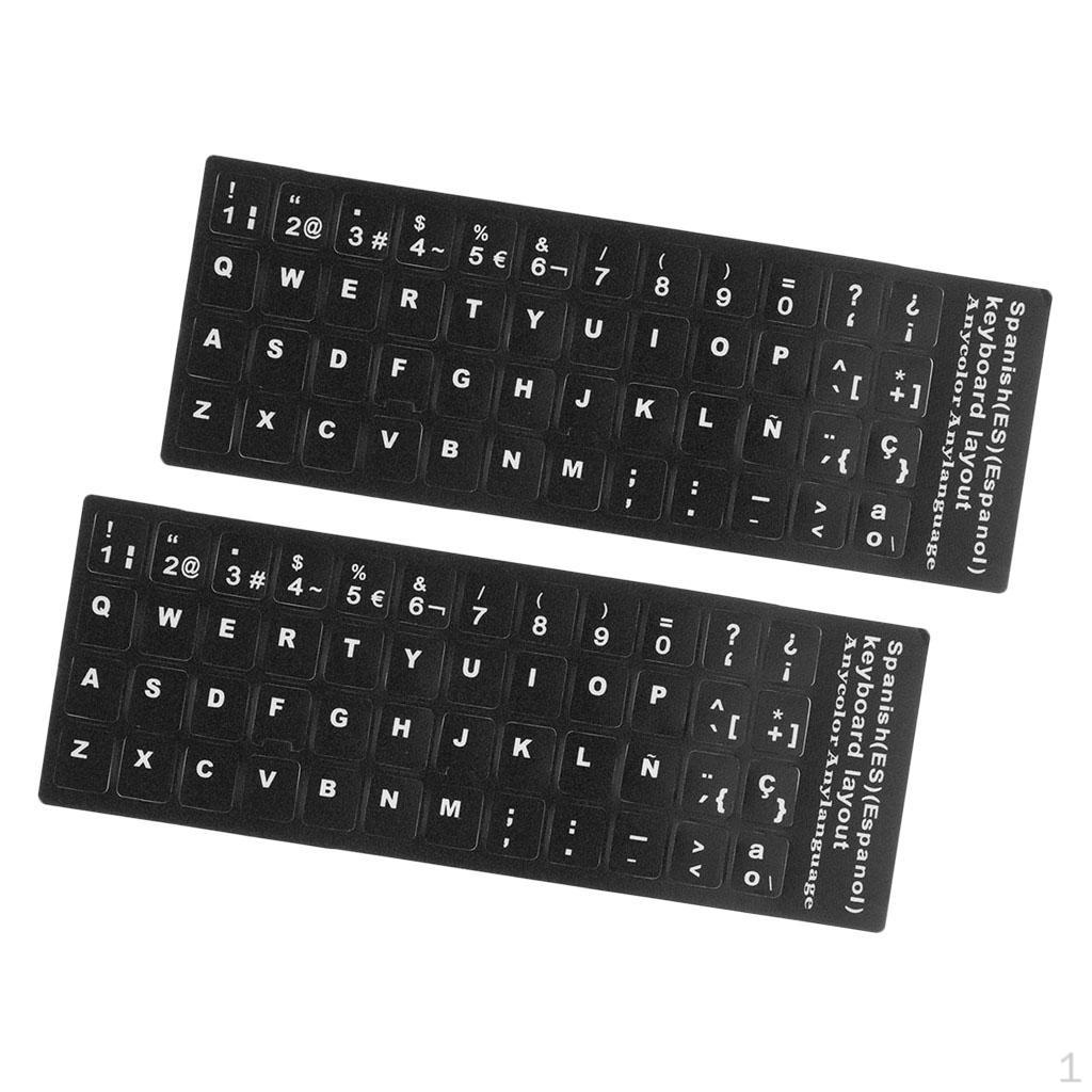 2x Spanish White Letters Keyboard Stickers Laptop Computer Cover