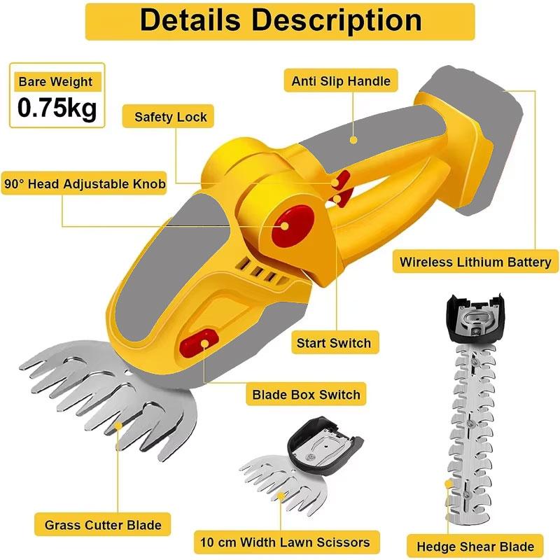 2-in-1 Gardening Tools Handheld Trimmer For Makita 18V BL1850 BL1840 BL1440 Li-ion Battery Gardening Hedge Trimmers