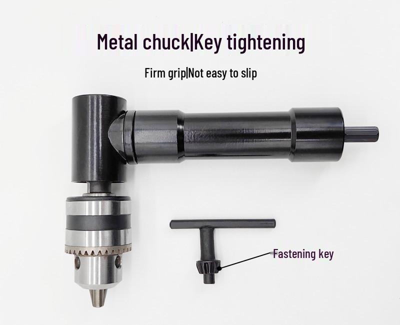 Right Angle Drill Adapter: 90-Degree Screwdriver Bit Changer with Three-Jaw Chuck