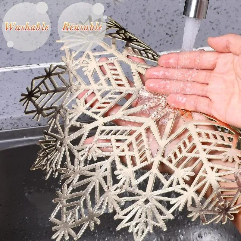 Holiday Snowflake Table Mats Christmas Vinyl Place Mats for Dining Table Wedding Decorative Kitchen Table Mats