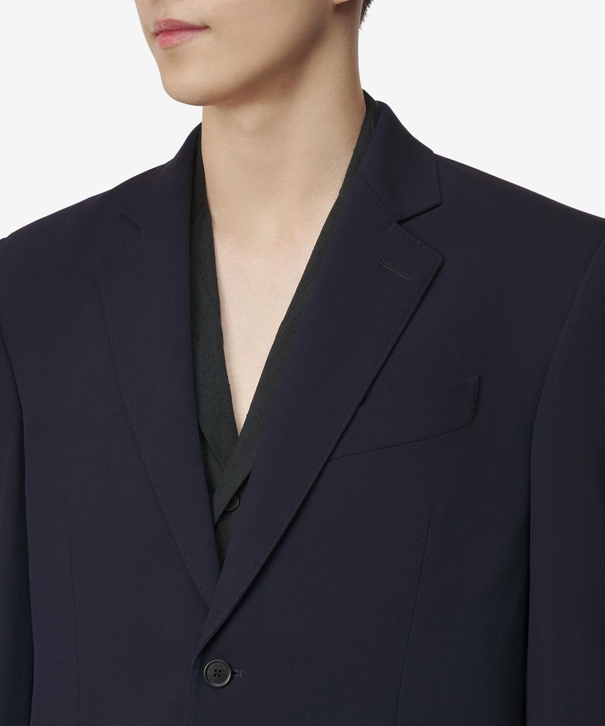 Balenciaga Virgin Wool Single-Breasted Jacket - Navy / 725139Tnt094100