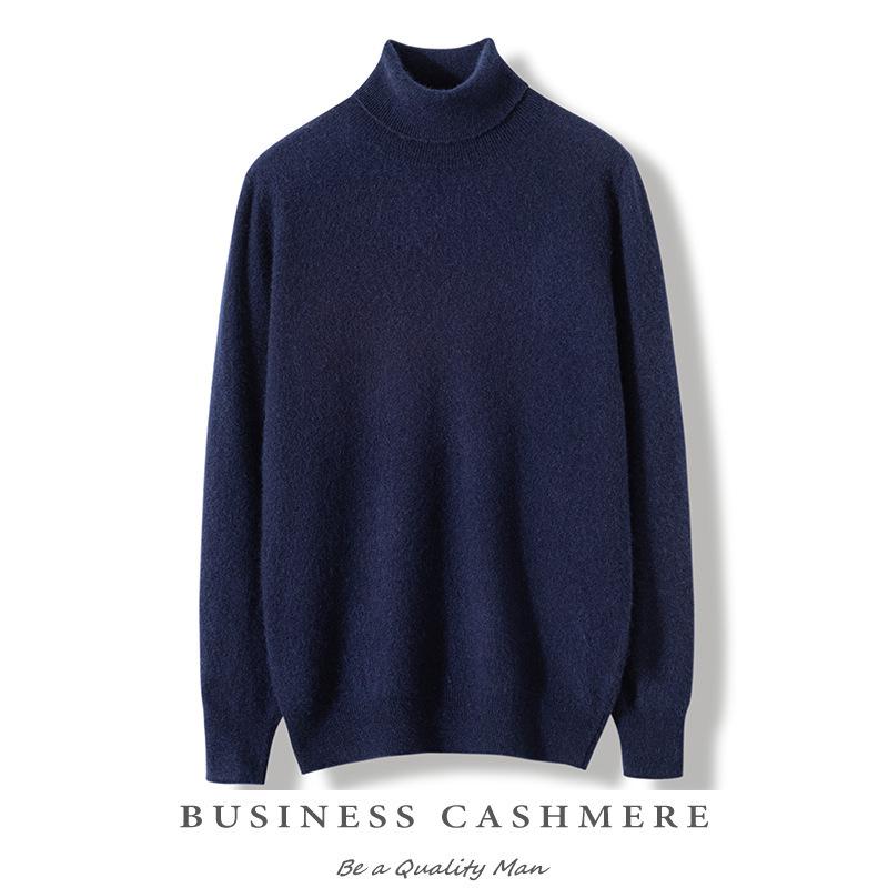 Men's Plus Size High Collar Cashmere Sweater - Thick Winter Knitwear