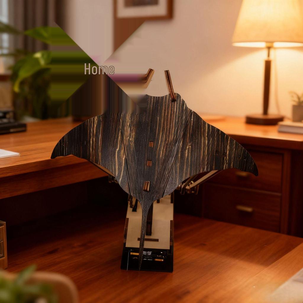 Artisan Wooden Manta Ray Automaton – Handcrafted Mechanical Fish Model.