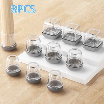 8 Pcs Non-slip Chair Leg Protector Pad Wear-resistant Resilient Furniture Feet Pad Thickened Avoid Sticky Hair