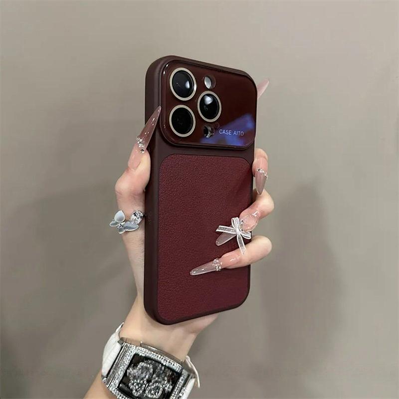 Luxury Litchi Grain Leather Matte Phone Case For iPhone 11 12 13 14 15 16 17 Pro Max Plus Air Bumper Back Cases Cover