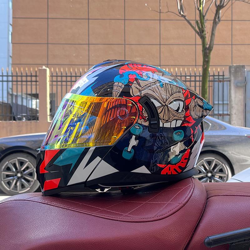 2025 Orz motorcycle helmet, men's and women's reversible helmet, motorcycle half full helmet, cool street bike all year round