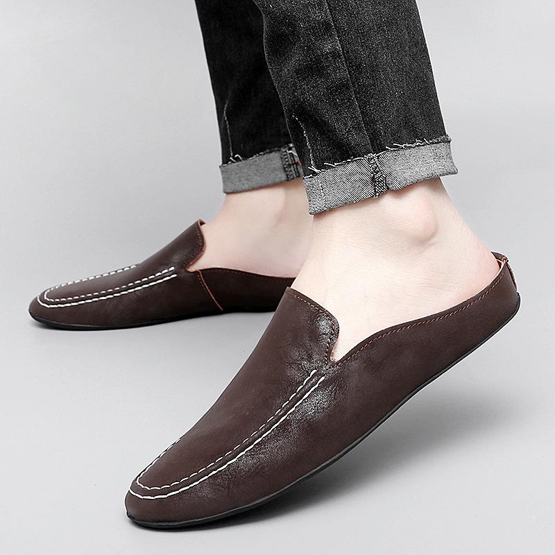 2024 Herren Mokassins aus weichem Leder zum Hineinschlüpfen: Freizeit-Schuhe im britischen Stil mit flacher Sohle