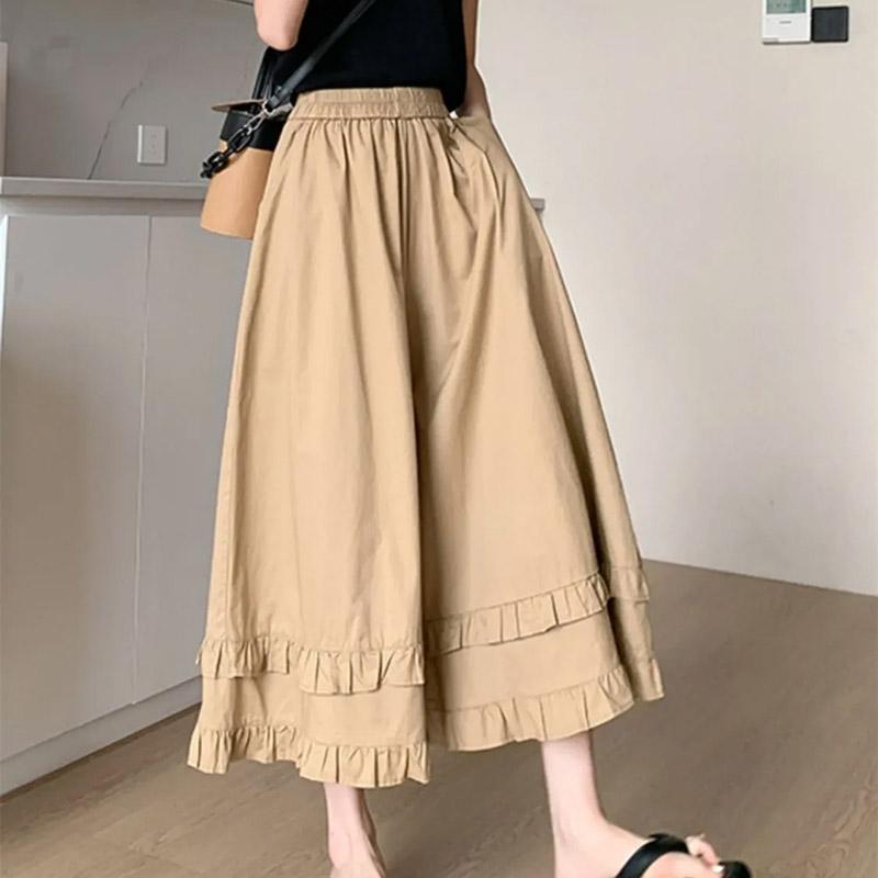 Pants for Women High Waist Long Trousers Plus Size Skirt and Shorts Two-in-one Thickened Stretchy Solid Colour Versatile Casual Wide Leg Pants