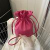 Fashionable Simple Bucket Bag For Women With Soft Structure Available In Black White Brown And Fuchsia