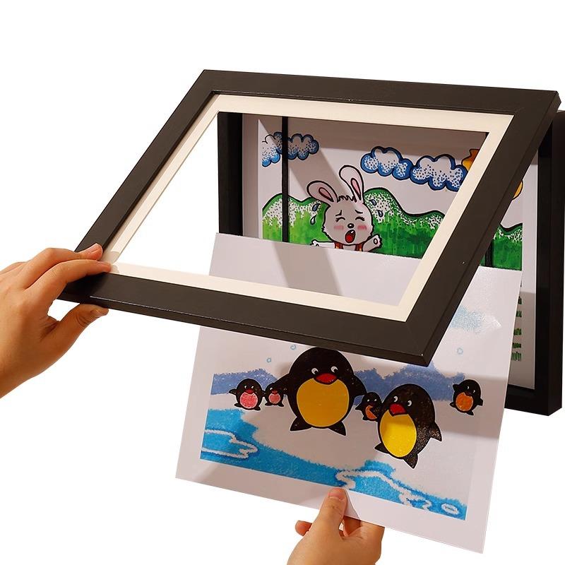 Flip Photo Frame A3 A4 8.5x11 Kids Art Display Frame Storage Magnetic Picture Frame Wall Mount for Children Artwork