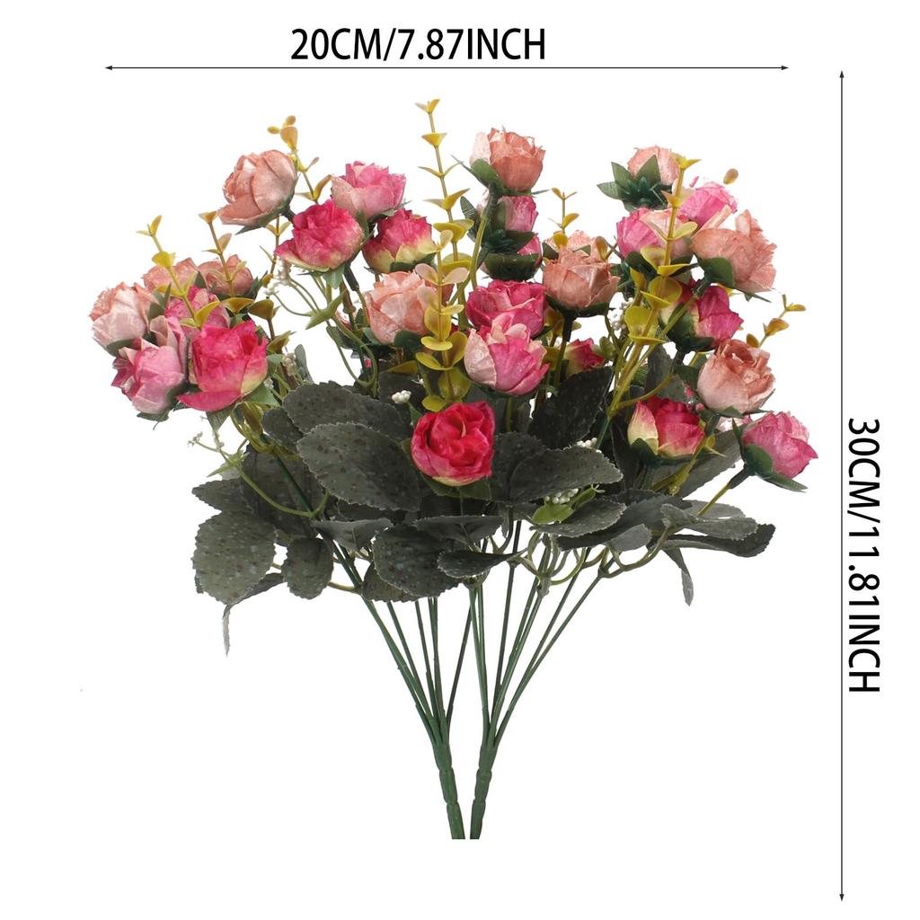 7 Branch 21 Heads Leaf Rose Artificial Flowers Fake Flower For Wedding Bridal Floral Bouquet Home Table Garden Decoration