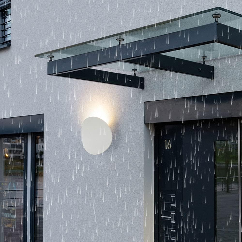 Modern Wall Mount Lamp , Flat Round Simple Outdoor Wall Sconce Small Embedded Black White Wall Light Matte Die-cast Aluminum Waterproof Wall Lamp