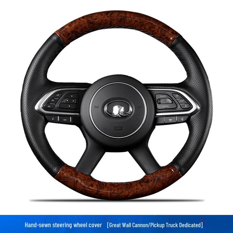 Hand-Stitched Leather Anti-Slip Steering Wheel Cover for Great Wall Po