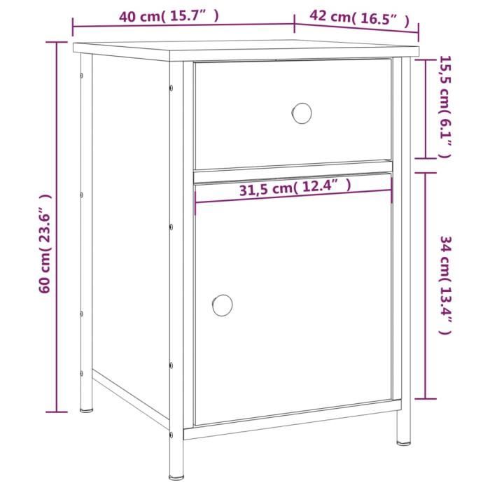 VidaXL Tables de chevet 2pcs chêne sonoma 40x42x60cm bois d'ingénierie 825906