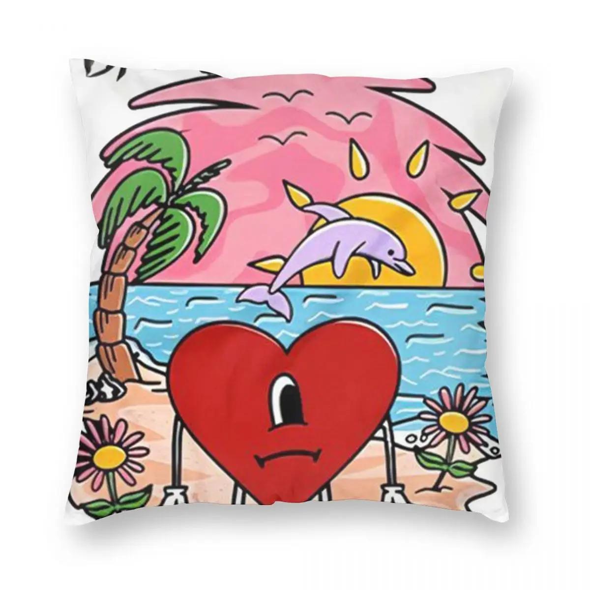 

Un Verano Sin Ti Pillowcase Double-sided Printing Cushion Cover Decorations Bad Bunny Pillow Case Cover Seater Square 66x66cm бежевый