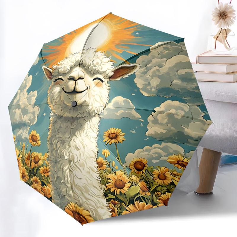 

1pc Alpaca Portrait Automatic Umbrella - Automatic Opening And Closing, Sturdy Iron Frame, Formal Occasions yy251018211