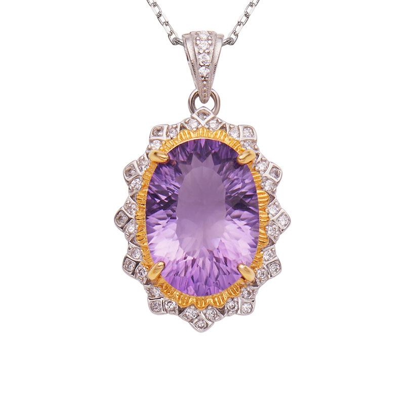 Millennium Cut Natural Topaz Amethyst Citrine Necklace Women'S S925 Sterling Silver Color Treasure Jewelry Pendant