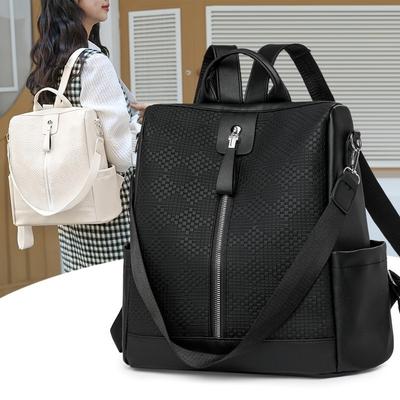 Multifunctional Going Out Anti-theft Backpack Urban Simple Casual Portable Shoulder Bag Large Capacity Leather Student Schoolbag Female