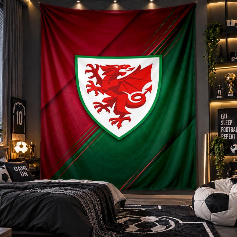 Wall Hanging Tapestry Wales Rugby Print Cloth for Living Room Bedroom Home Decor