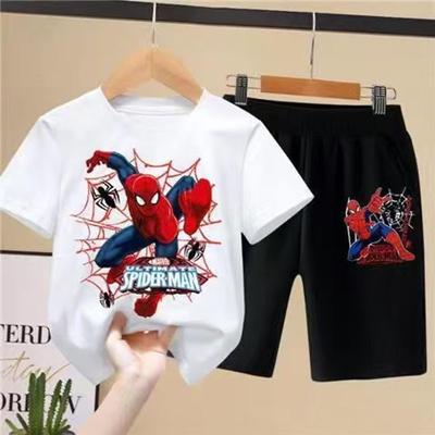 Children'S T-Shirts Set Aoger Spiderman Boys Summer Trend Baby Short Sleeve Shorts Two-Piece Set Kids