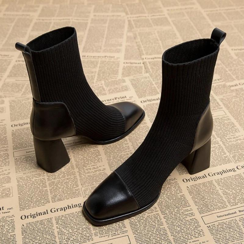 Botas de Cavalo Femininas Ins Pontudas Rosa Botas Skinny Inverno Novas Botas de Couro Envernizado Grossas com Salto Alto da Moda Botas Curtas