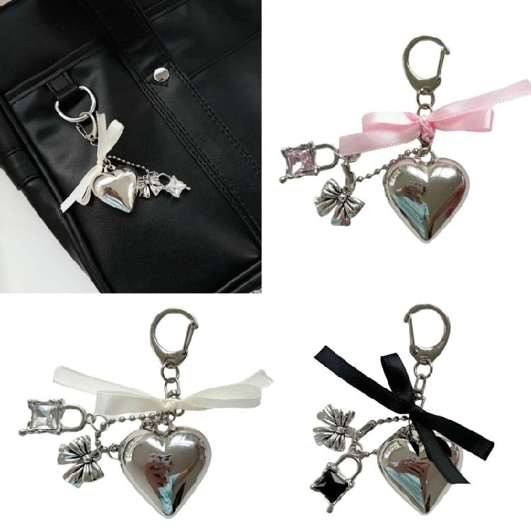 Chic Heart Keyring Unique Decoration Bowknot Keychain Ornament Phone Accessory
