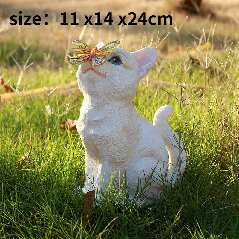 

Творческий открытый дворик Милая кошка Солнечная скульптура Домашняя гостиная Животное смоляная садовая скульптура для украшения своими руками слоновая кость