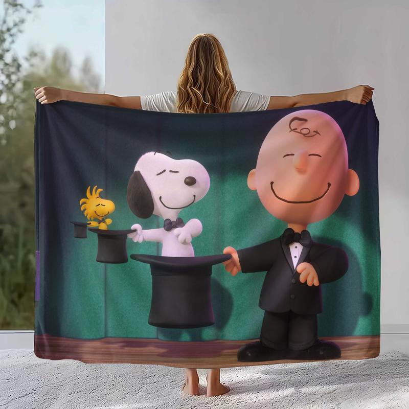 Cute Snoopy Dog Cartoon Flannel Blanket,Ultra Soft Warm Plush Throw for Home Bedroom Bed Sofa Cover Camping Picnic Gift