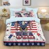 3pcs National Flag Fierce Eagle Print Coreless Down Duvet Cover Set Comfortable Bedroom Bedding Decoration Machine Washable