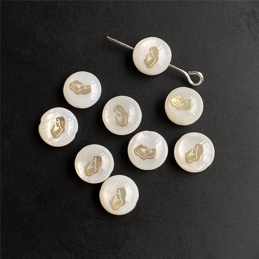 Shell Bronzing Moon Star Hearts Bead Charm Round White Freshwater Pearl of Shell Bead for Jewelry Making Diy Necklace Accessory