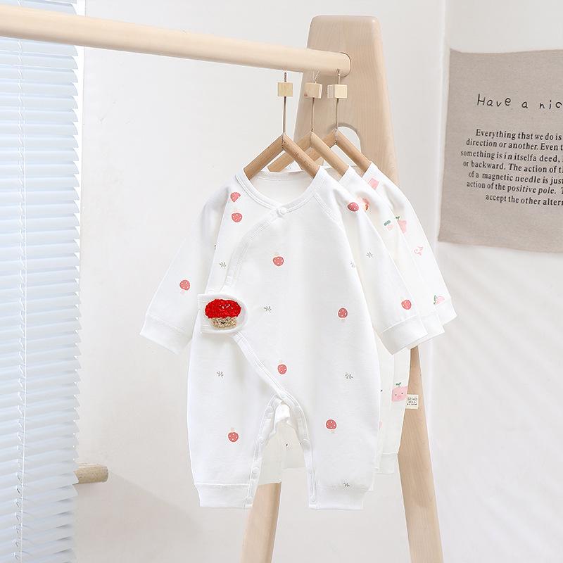 Newborn Pure Cotton Butterfly Romper - Breathable Double Layer Suit for Autumn and Spring