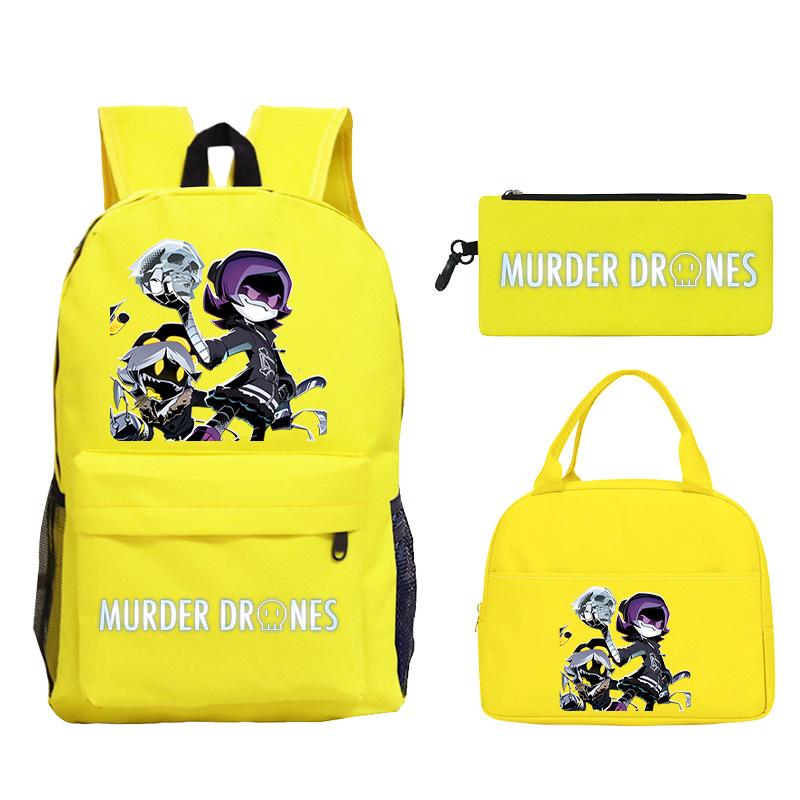 

Murder Drones Printed Children s Backpack Pencil Bag Meal Bag Set Large Capacity Student School Bag No specification