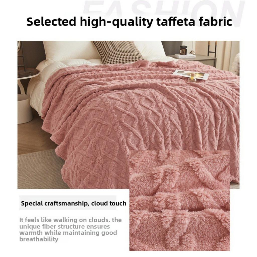 Tafu Velvet Thickened Jacquard Coral Fleece Blanket Flannel Blanket Cover Blanket Gift Air Conditioning Blanket