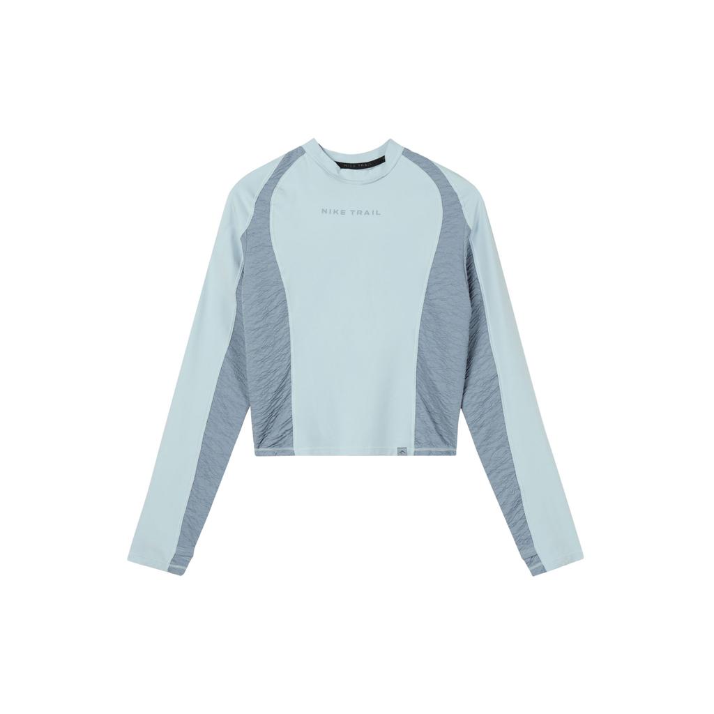 Nike Color Blocked Half High Neck Casual Quick Dry Running Long Sleeve Raglan T-Shirt Women Tops Light-Blue FN4707-440