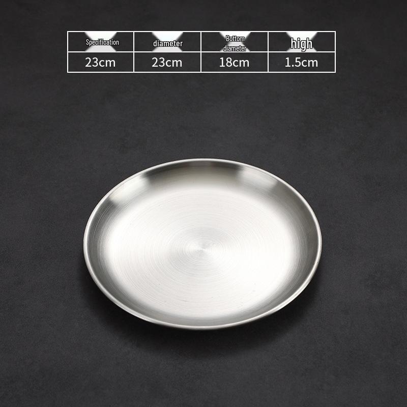 304 Stainless Steel Gold Korean BBQ & Dessert Plate, Flat-Bottom Fruit Tray
