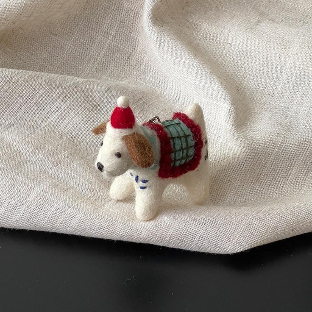 Mushroom Umbrella Wool Felt Animal Pendant Mountain Climbing Bear Fairy Tale Style Keychain  Couple