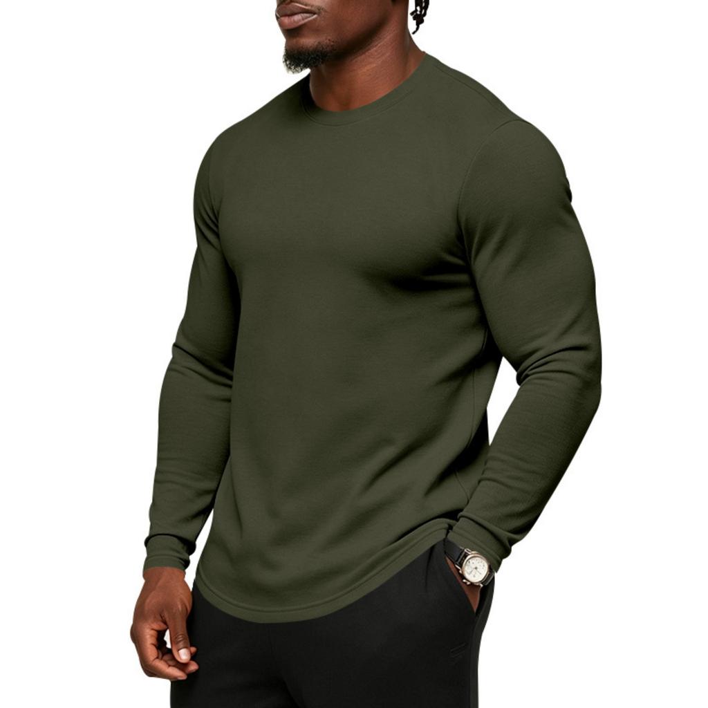 Men's Long Sleeve T-Shirt Casual Crewneck Loose Fit Breathable Versatile Base Layer Top for Commute and Everyday Wear