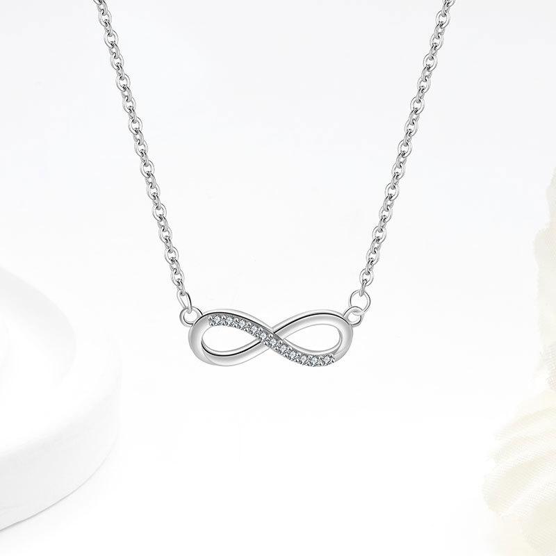 Elegant Cubic Zirconia Figure 8 Necklace Earrings And Bracelet Set Minimalist Clavicle Chain Jewelry Gift For Women