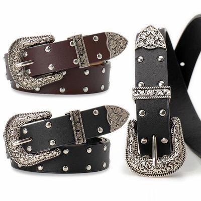 Y2K Retro Women's Belt: Stylish, Versatile, Hot Girl Decor with Double Row Rivets