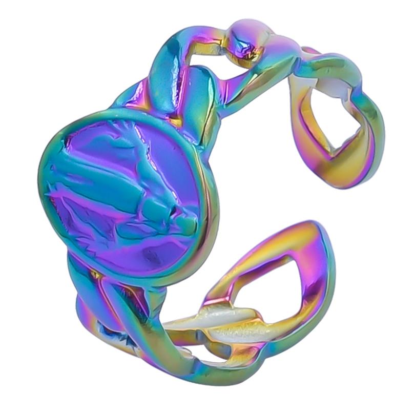 Rainbow Color Stainless Steel Rings For Women Men Accessories Punk Hollow Geometric Snake Ring Fashion Jewelry Adjustable Bague
