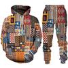 Color Block Patchwork 3D Print Hoodies Pants Sets Men's Sweatshirts Sweatpants Two Piece Suits Outdoor Tracksuit Man Clothing