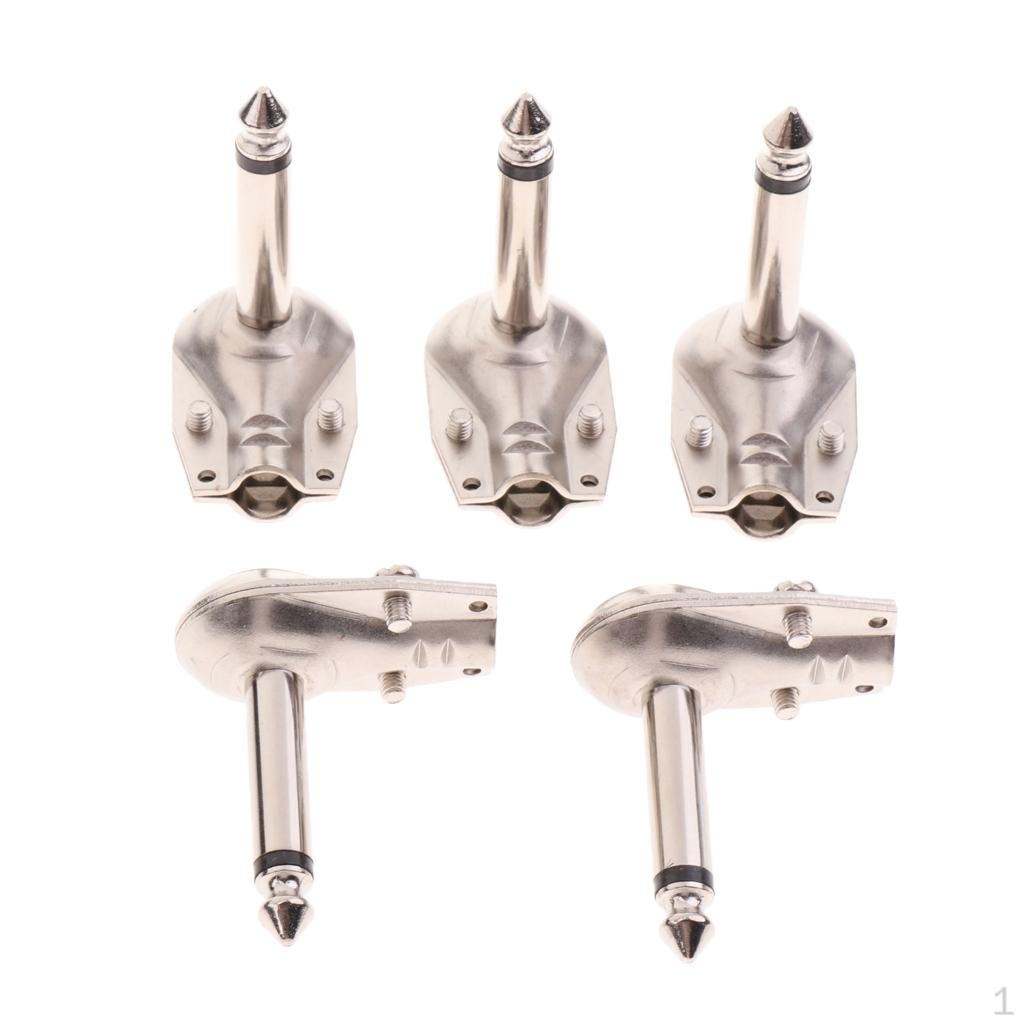 

5 прямоугольных металлических разъемов для пайки TS Audio, 1/4 дюйма, 6,35 мм