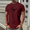 Fashion Cow Head Print Short-sleeved T-shirt New Men's Round Neck Fitness Sports Short-sleeved Tops Summer Simple Men's Clothing