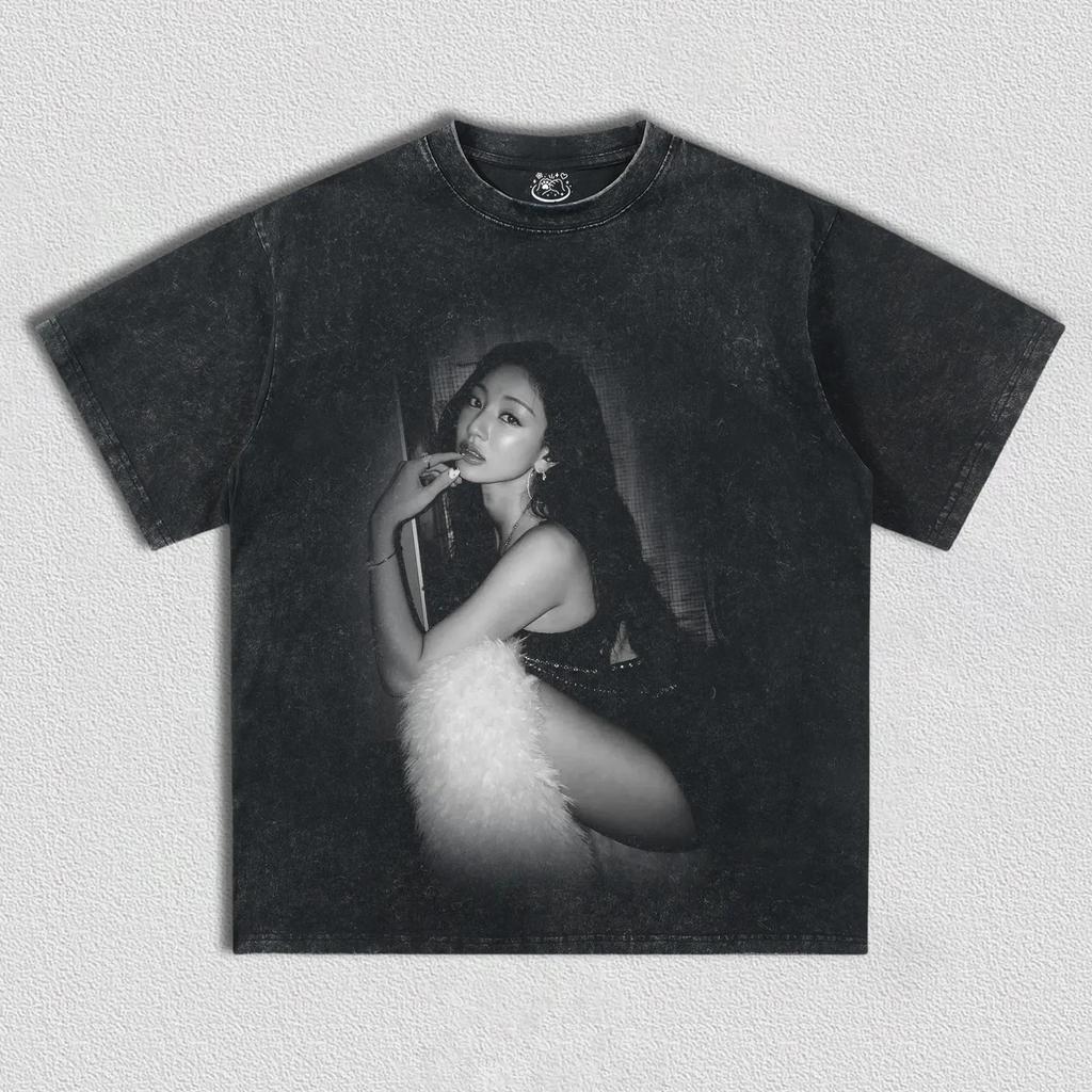Unisex Women New Streetwear Harajuku Wind Tee KATSEYE Vintage Fashion Washed Graphic Print T-shirts Unisex Women Cotton Oversized Tops