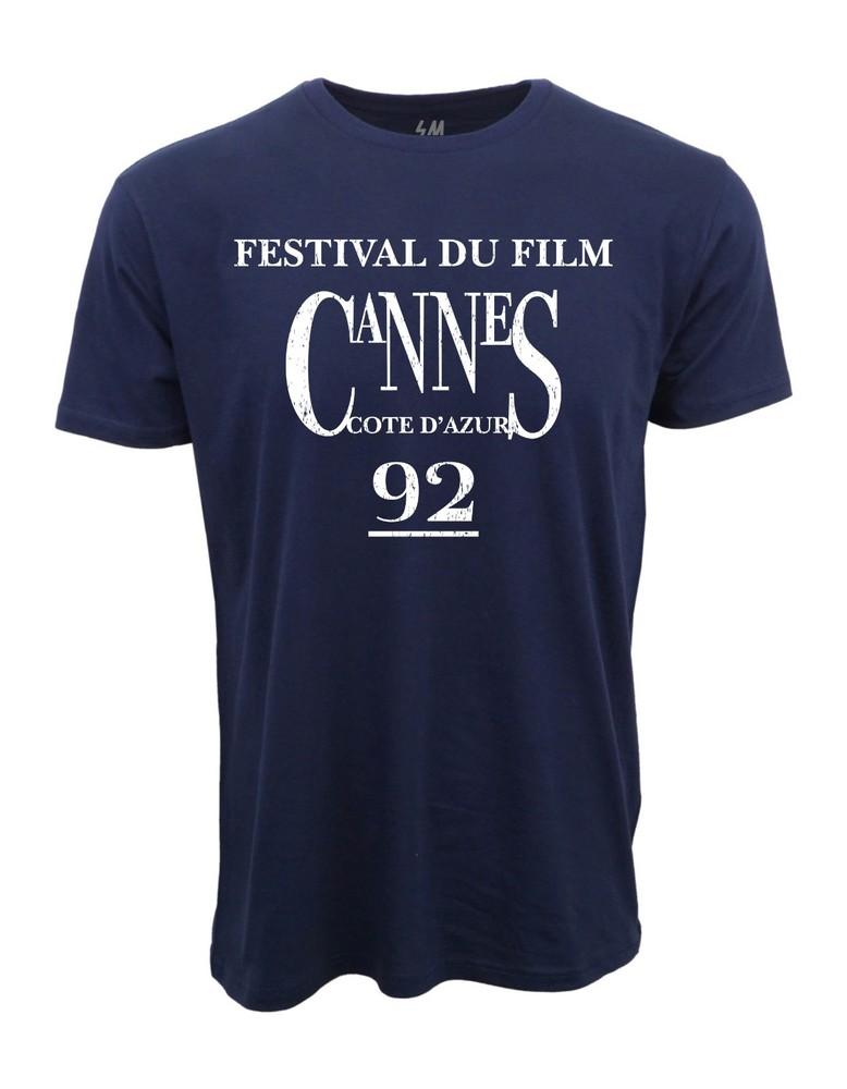 1992 CANNES FILM FESTIVAL DISTRESSED LOGO NAVY T-SHIRT Unisex T-Shirt XXXXL