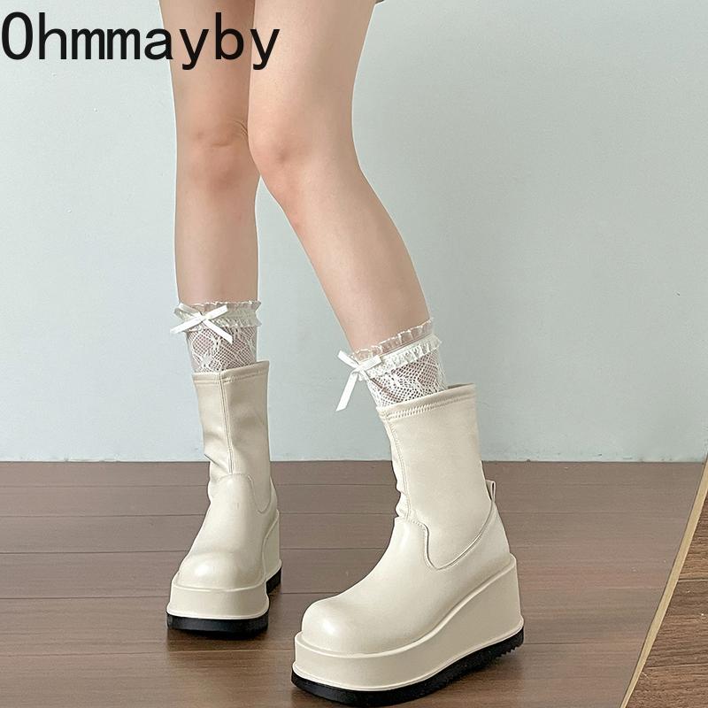 Winter Platform Wedges Heel Women Knee High Boots Fashion Back Zippers Shoes Cosy Soft Leather Long Booties
