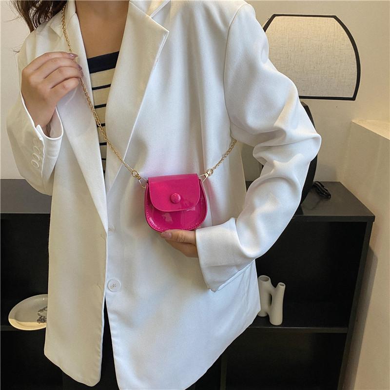 Lacquer Contrasting Color Small Bag Women's 2025 Autumn New Trend Fashion One Shoulder Crossbody Small Square Bag Simple Bag