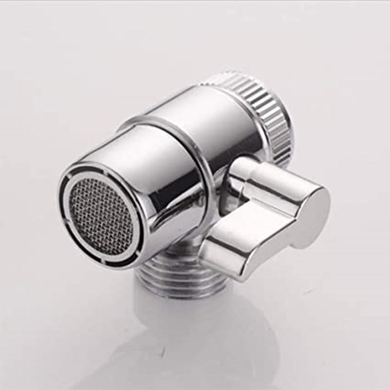 Alloy Dual Outlet Faucet Diverter Valve With 22mm To 24mm Adapter Shower Head Attachment