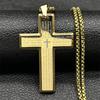 Cross Prayer Bible Christ Necklace for Women Men Stainless Steel Gold Silver Color Religious Male Chain Jewelry Christmas Gift